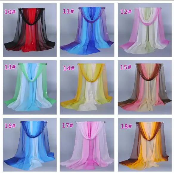 Lady Fashion Voile Girls Scarves Chiffon Scarf Women High Quality Gradual Color Women Silk Scarf Popular Scarves Wrap shawl