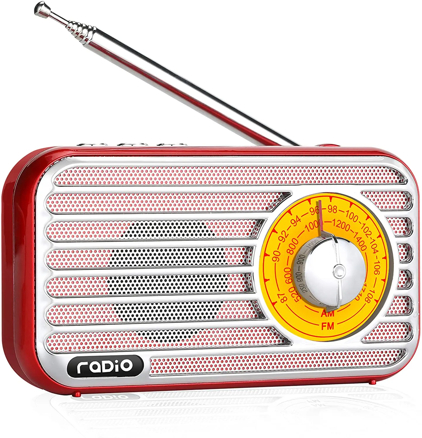 

RetroVintage Radio Speaker Rechargeable Battery Operated AM FM Portable Radio Pocket Supports TF card Stereo Earphone MP3 Player