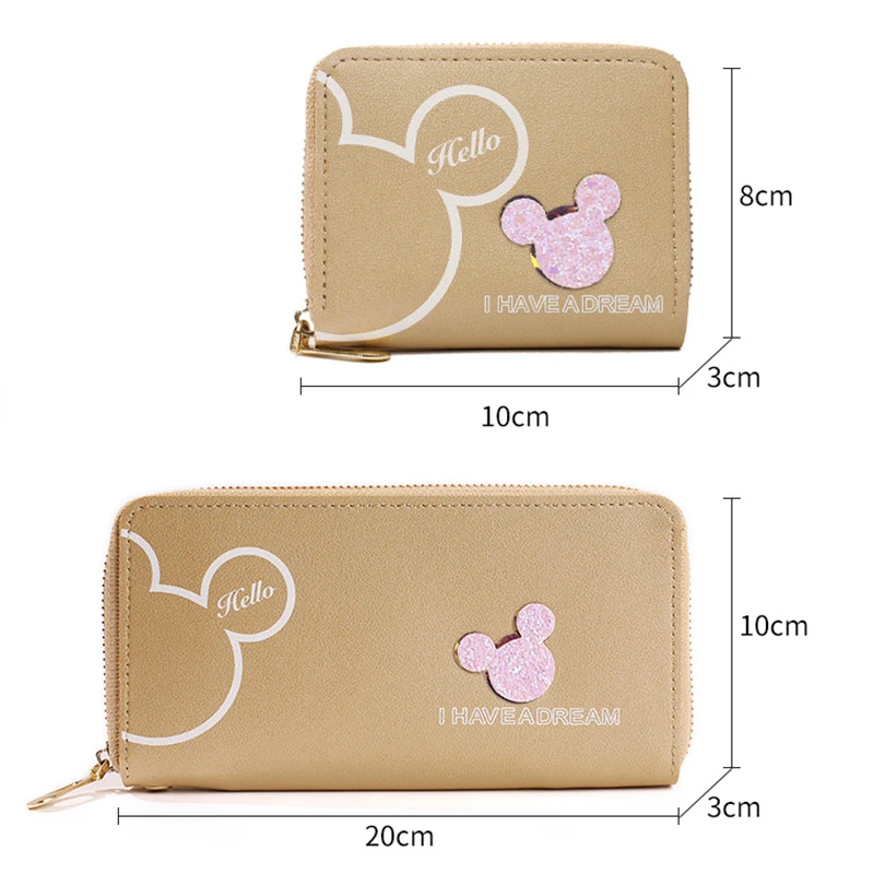 Disney Mickey Mouse Purse Multi compartment card slot pocket cartoon women bag small fresh zero wallet small square Bag Wallet