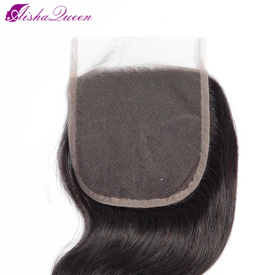 Peruvian Human Hair Closure 4*4 Lace Closure Body Wave swiss Lace Closure 10-24 Inch Free Part Non-Remy Hair Weaving