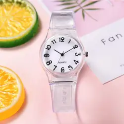 Reloj transparente con números simples para niños, cronógrafo informal para niños y niñas, relojes de pulsera para niños