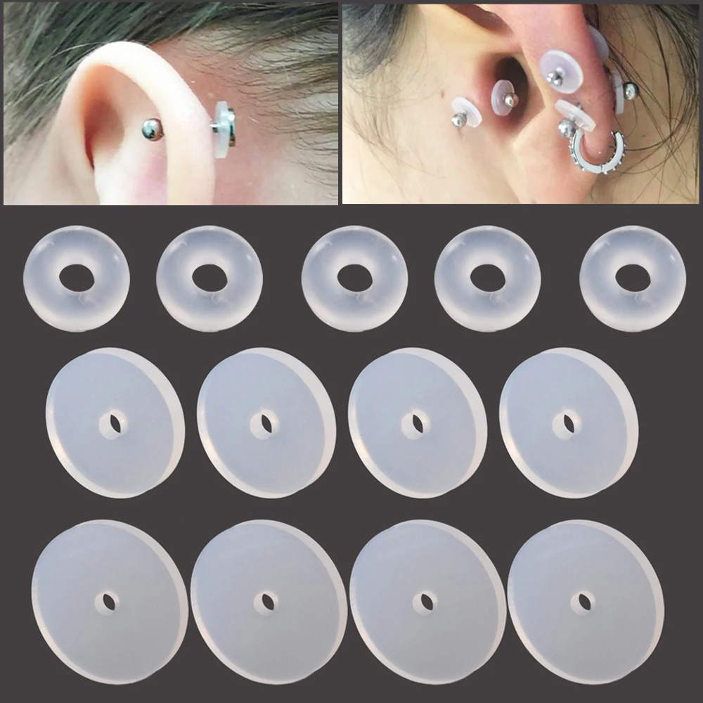 20pcs Anti-Hyperplasia Invagination Elimination Polyps Small Flying Saucer Silicone Fixing Ring Lip Stud Earrings Body Piercing