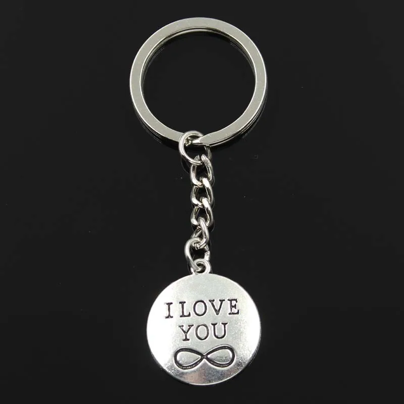 New Fashion Keychain 28x24mm I Love You Forever Infinite Pendants DIY Men Silver Color Car Key Chain Ring Holder Souvenir Gift