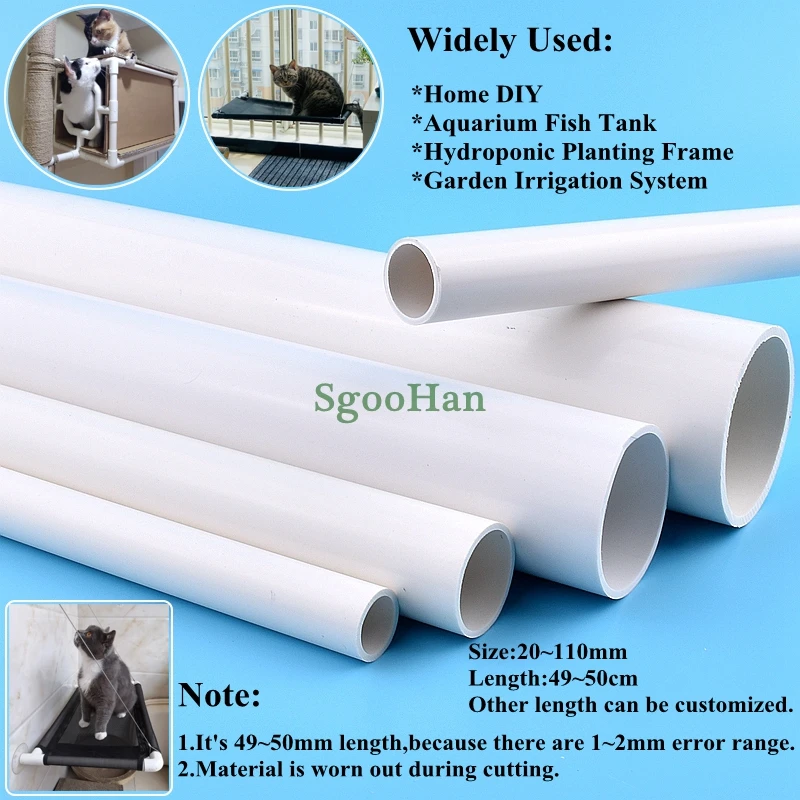 2PCS 49-50cm Long OD 20~110mm White PVC Pipe Aquarium Tank Fittings Home Garden DIY Irrigation System PVC Tube Water Supply Pipe