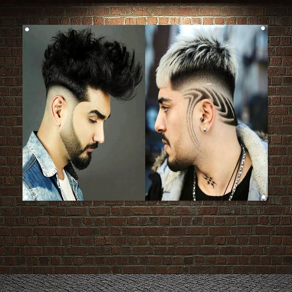 

Pompadour Men's Carving Hairstyle Posters Wall Hanging Barber Shop Decor Wall Chart Canvas Painting Edgy Hairstyles For Guys