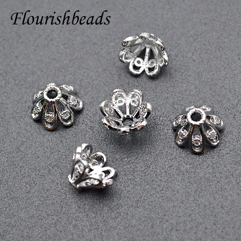 50pc / Lot Various Shape Gold Plating Flower Shape Spacer Beads 10mm 12mm Loose Beads for Jewelry Makings Findings Supplies