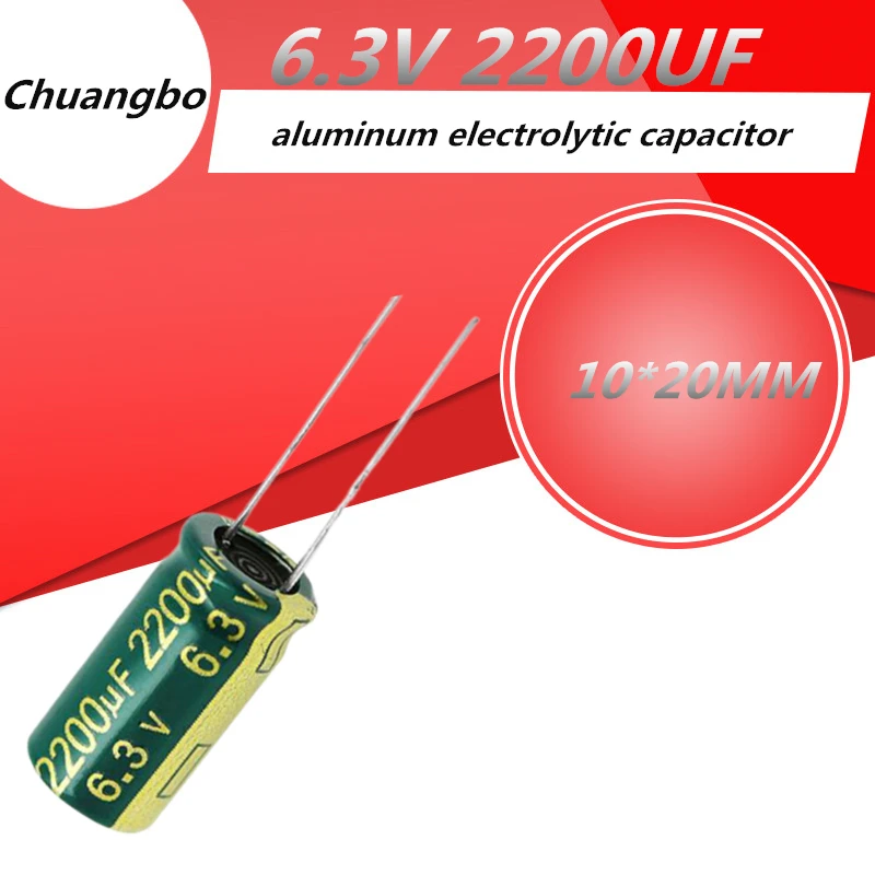 10pcs 6.3V2200UF 10*16 2200UF 6.3V  Low ESR/Impedance high frequency aluminum electrolytic capacitor size 10*20MM 2200UF 6.3V