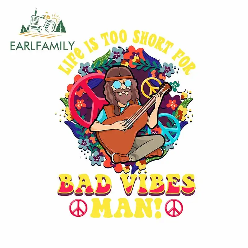 

EARLFAMILY 13 см x 9,8 см для плохого вибрирующего человека, гитары, хиппи, автомобильные наклейки, холодильник, мотоцикл, наклейка, холодильник, мультяшная графика