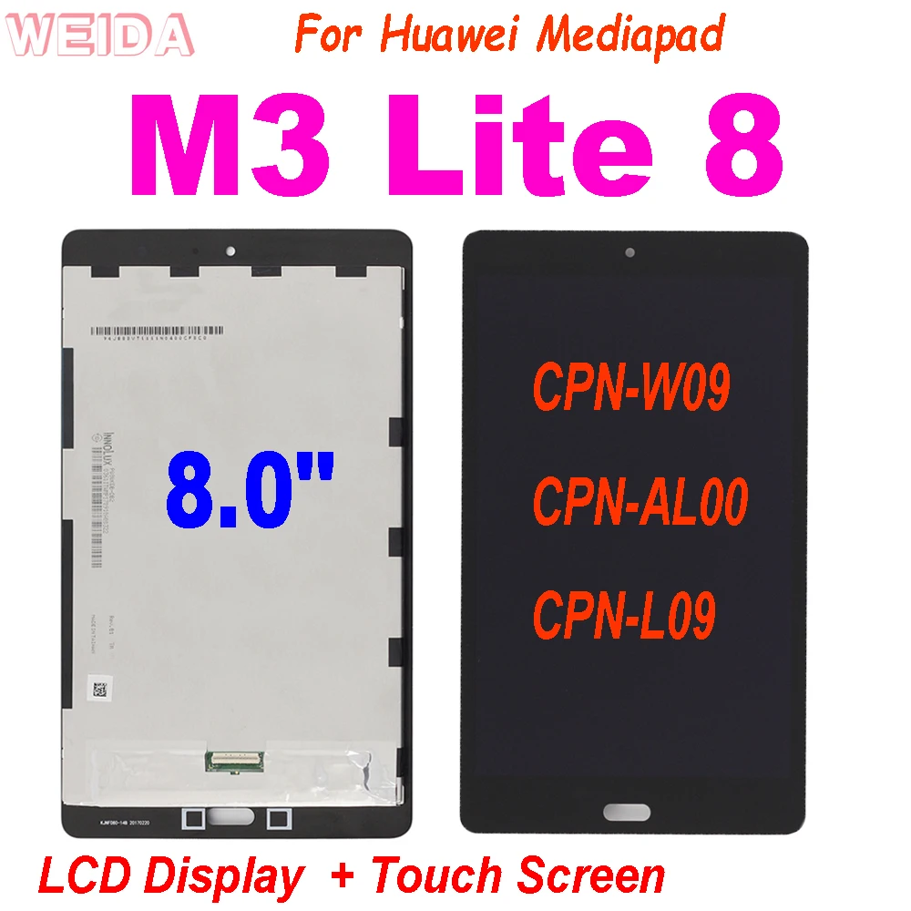 aaa mais 80 para huawei mediapad m3 lite 80 display lcd tela de toque digitador assembleia para mediapad m3lite cpn w09 cpn al00 lcd 01