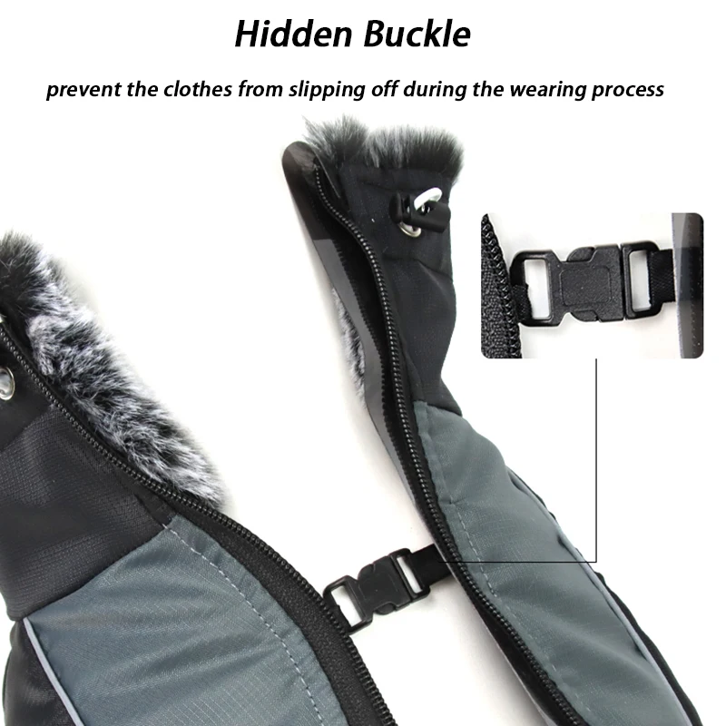 Winter wasserdichter Hundemantel, warme Haustier-Pelzkragenjacke mit abnehmbarem Geschirr, große Hundekleidung, Bulldoggen-Outfit, Labrador-Kostüme – Detail 8