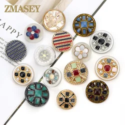 LKERAN 2019 New 5Pc 18/20/25MM High-end Metal Buttons Double Inlay Pearl Sewing button Coat Wool Buttons For Clothing