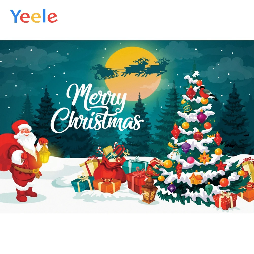 Yeeleการ์ตูนMerry Christmas Tree Santaของขวัญถ่ายภาพฉากหลังการถ่ายภาพสำหรับสตูดิโอถ่ายภาพProp