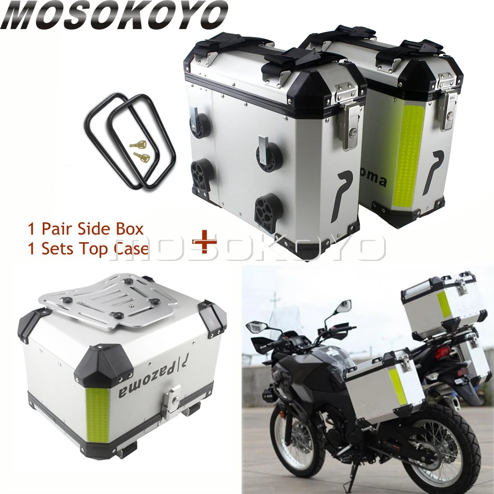 

Universal 36L Motorcycle Sidecases Pannier Box w/ Rack + 45L Cargo Storage Top Case For BMW Yamaha Suzuki Honda NC700X NC750X