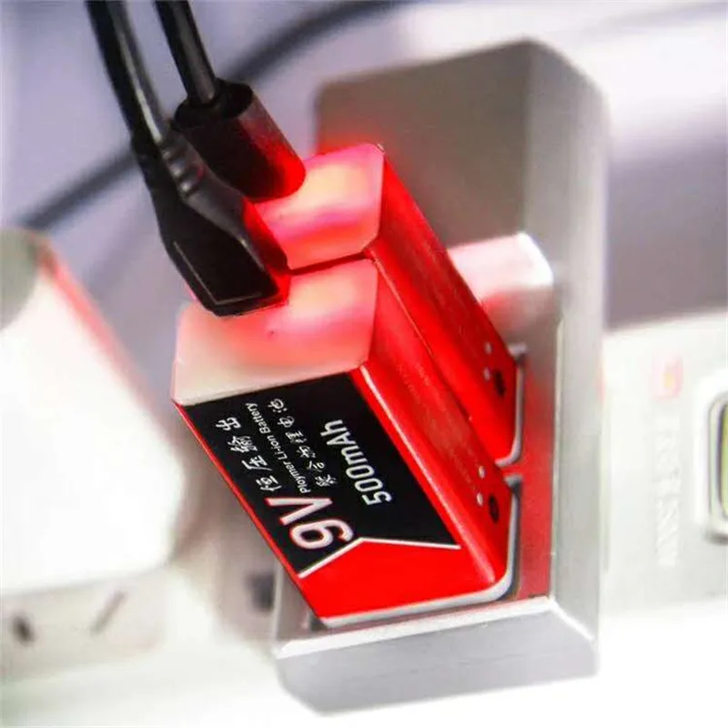 GTF 9V USB batteria al litio Ricaricabile 500mAh Li-polymer Batteria per Multimetro Microfono Giocattolo di Telecomando di Telecomando di trasporto di goccia trasporto libero