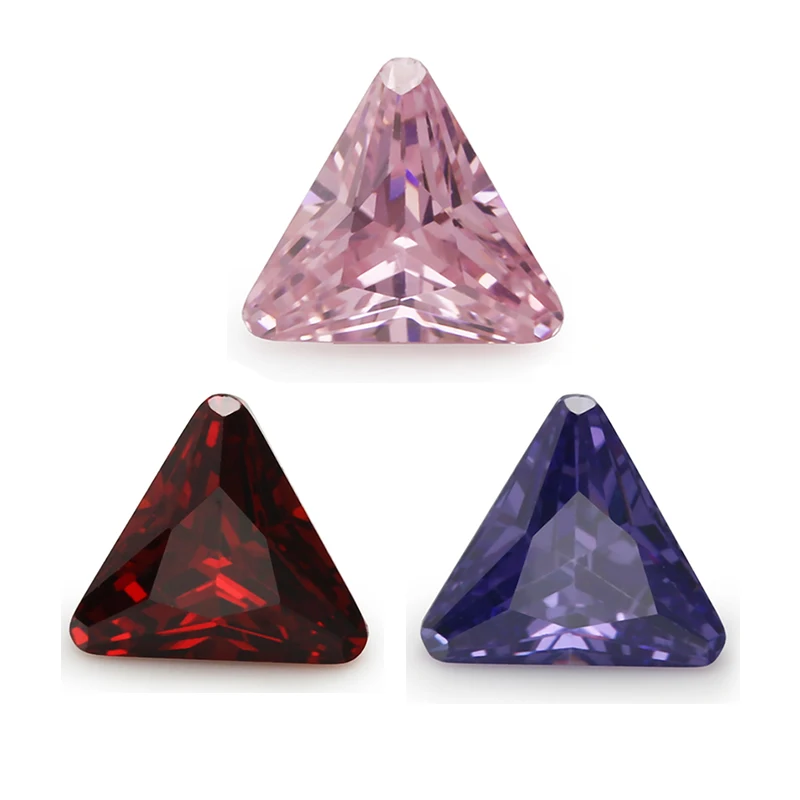 

Size 5x5~8x8mm Triangle Shape Chamfered Coner 5A Pink,Violet,Garnet Color CZ Stone Synthetic Gems Cubic Zirconia For Jewelry