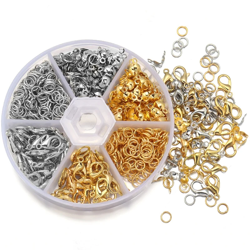 450-1450 teile/schachtel Schmuck Machen Kits Karabinerverschluss Open Jump Ringe End Crimps Perlen Box Sets Handarbeit Armband Halskette erkenntnisse – Detail 8