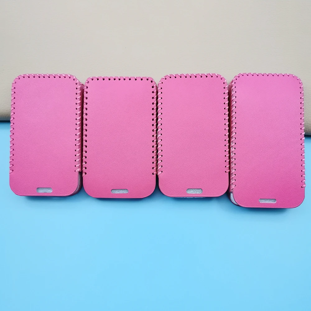 Pink Leather Protective Cover With 3 Buttons Car Key Case For Renault Clio Logan Megane 2 3 Koleos Scenery Card Protect Shell