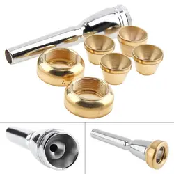 Trumpet Mouthpiece 7pcs/Lot Brass Professional Trumpet Mouth 3C 5C 7C 1-1/2C with 2 Golden Heads and 4 Cups for Trumpet