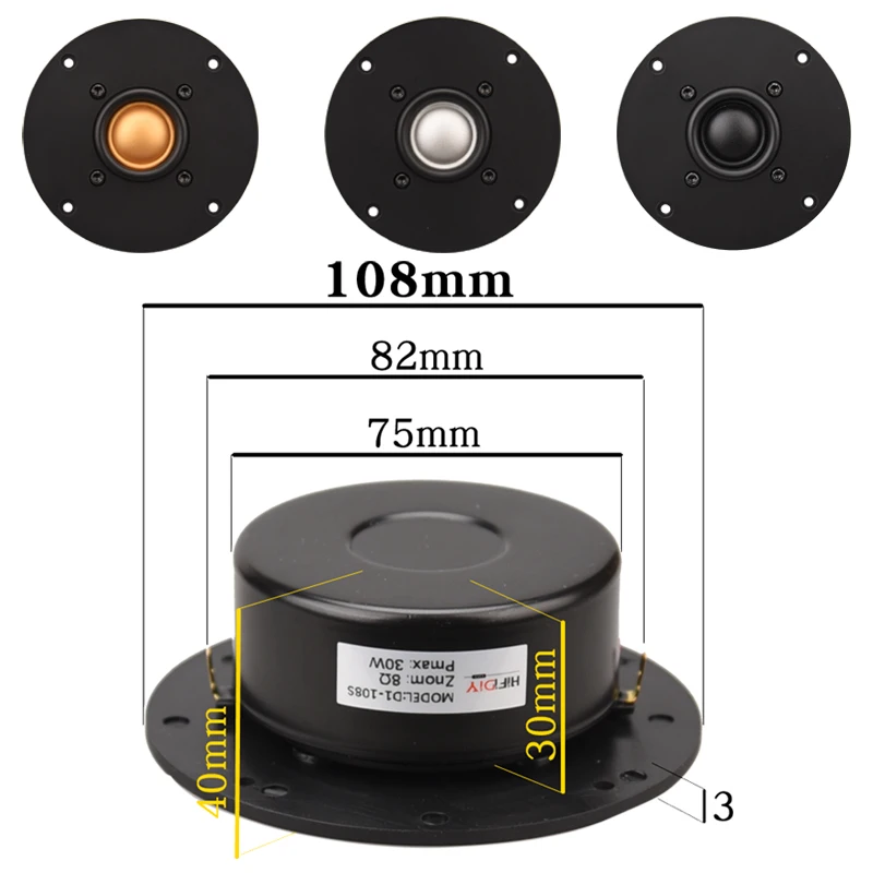 HIFIDIY LIVE 4 4.25 Inch HI-FI AUDIO Tweeter Speaker Unit Black Silk membrane 8OHM 30W ATreble Loudspeaker D1-103S D1-108S