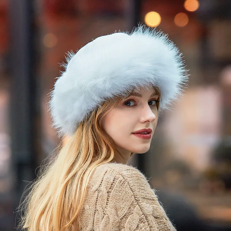 New Thick Warm Russian Hat Ladies Suede Bomber Hat Windproof Women Fur Hat Female Mongolia Cap Women Fox Fur Skullies Beanies