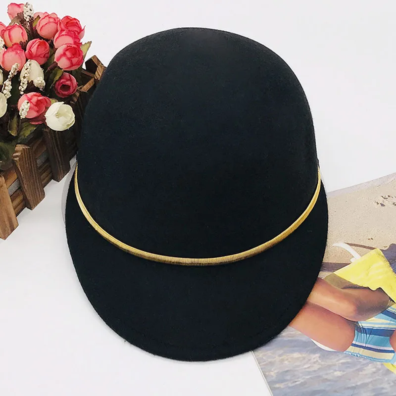 Classical Winter Hats for Women Belt Adorn Ourdoor Warm Wool Visor Hat Newsboy Cabbie Hat Ladies Snow Church Street Cap 55-60cm