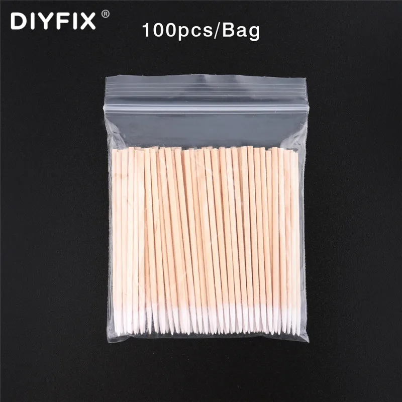 DIYFIX 100 шт./лот ватный тампон с одной головкой, чистящие инструменты для Samsung iPhone Huawei, телефонный зарядный порт, инструмент для ремонта наушник...
