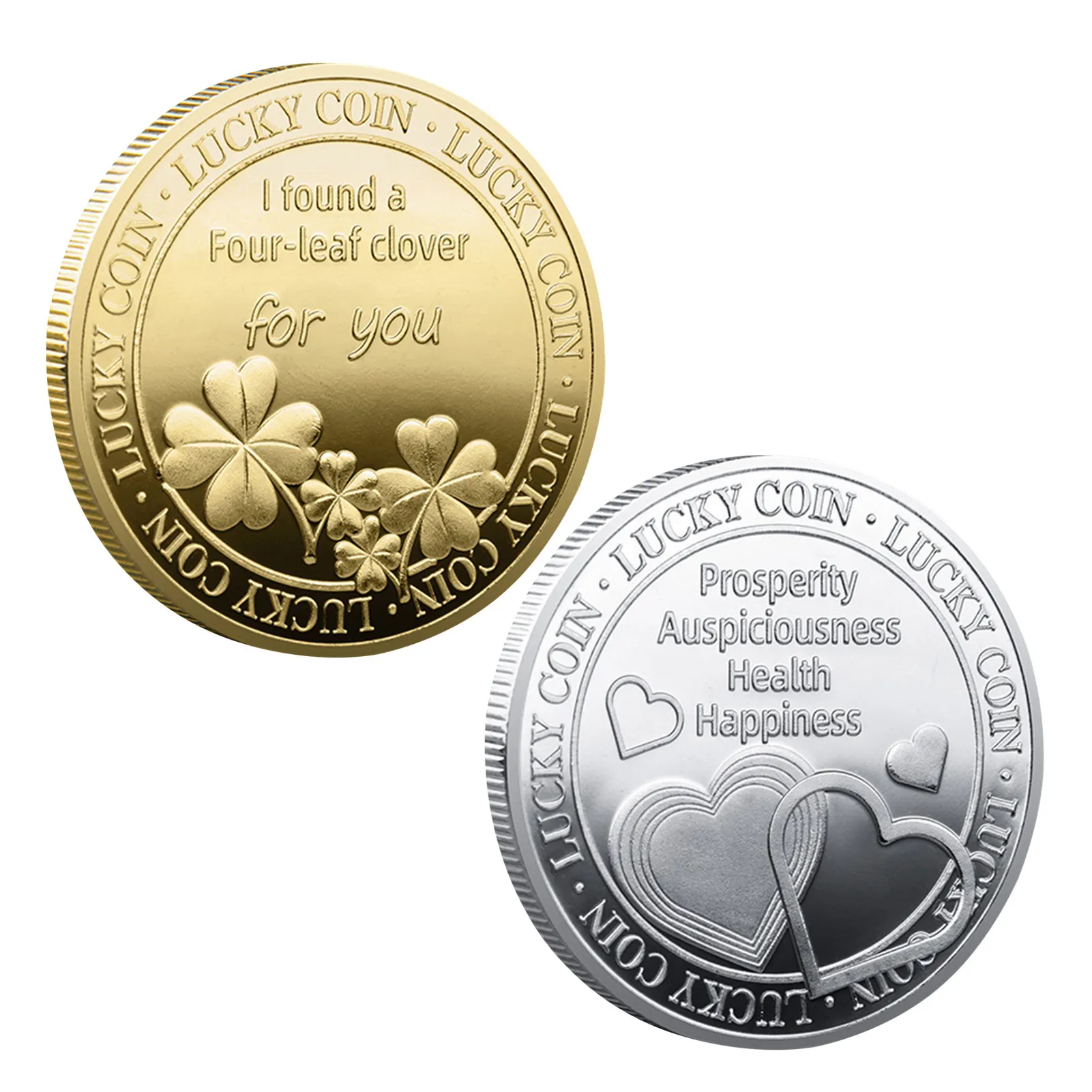 Lucky Love Coin Lucky Four-leaf Clover Coin I Love You Commemorative Coin Merry Christmas Collectible Art Commemorative Coin