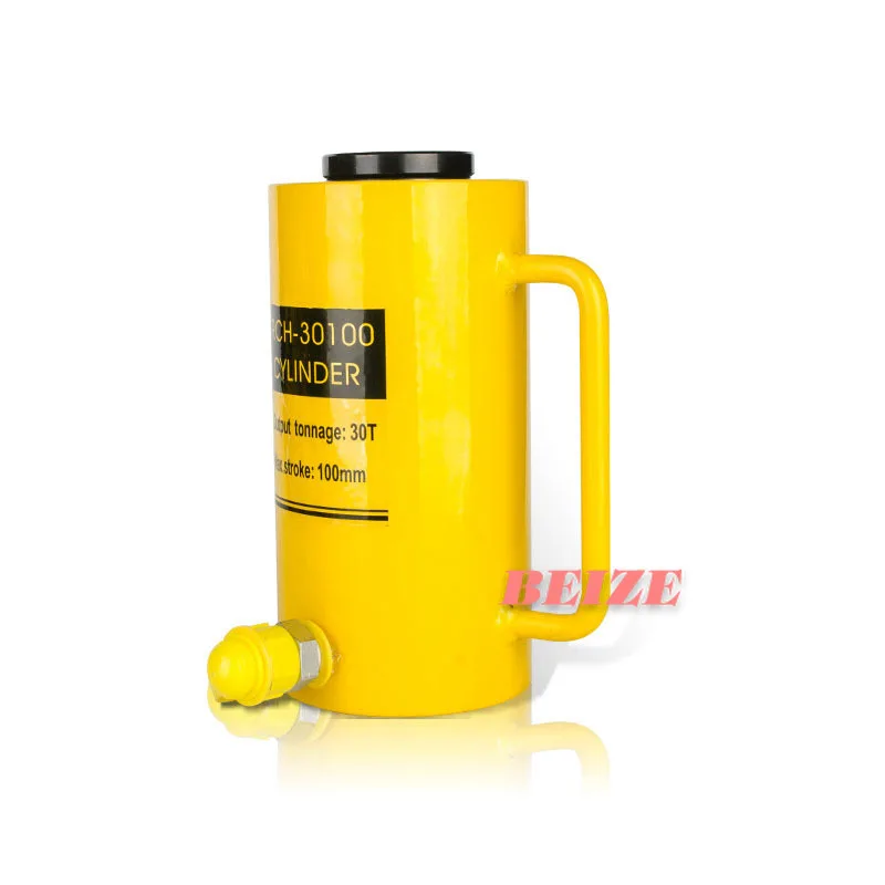 Cilindro hidráulico vazado com buraco de 30 ton e 100mm, conector de 30 toneladas de curso, 100mm