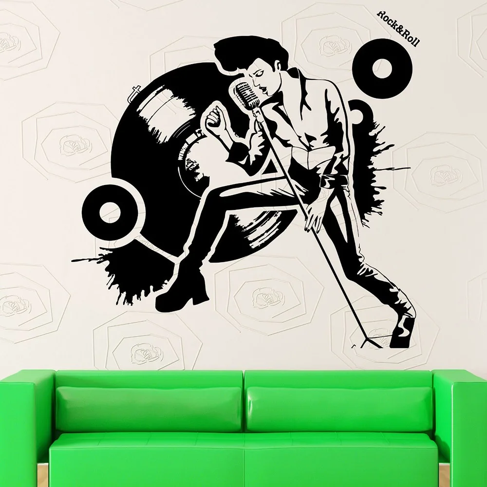 Disco Wall Stickers For Night Club Rock 'n Roll Music  Vinyl Decal Pub Home Decoration Accessories For Living Room W800