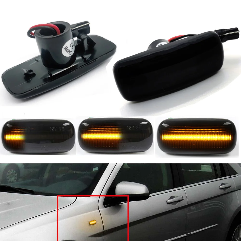 

Smoked Dynamic LED Side Marker Turn Signal Lights For Jeep compass Grand Cherokee Chrysler 200 300C Dodge Avenger Lancia Flavia