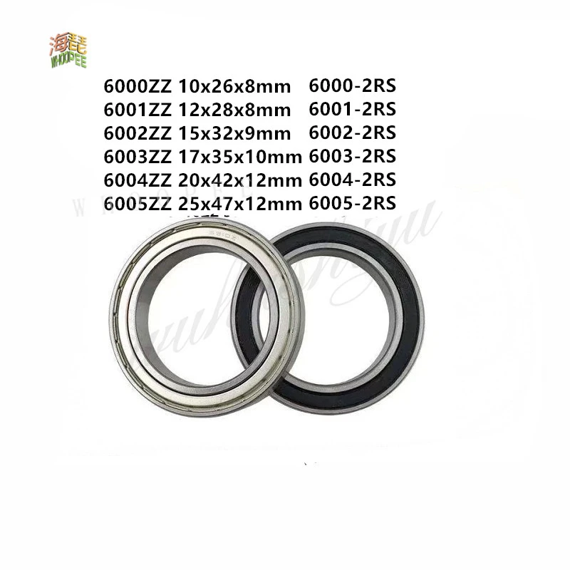

6000-2RS 6001-2RS 6002-2RS 6000ZZ 6001ZZ 6002ZZ 6004ZZ 6005ZZ Deep Groove Rubber Sealed Ball Bearing Metal Shielded Bearing