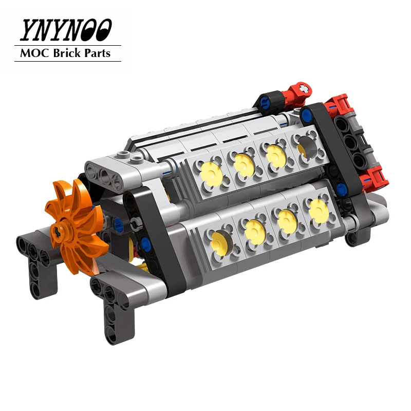 NEW Technical 6 Speed Gearbox matched V16 Clyinder Engine MOC Building Blocks Parts Pack Bricks Model DIY Education Toys Gifts