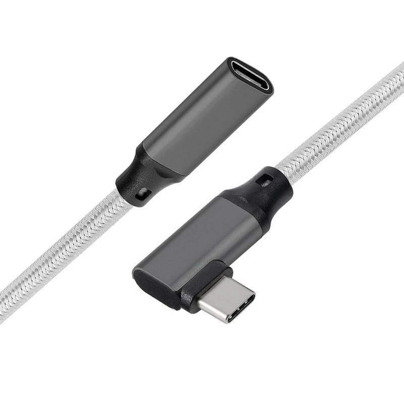 유형 C 연장 케이블 팔꿈치 90도 USB C 남성 USB C 여성 연장 케이블 10GNE2 어댑터 케이블 유형 c 데이터 케이블