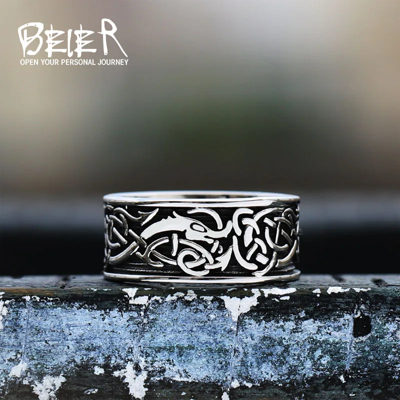 Beier 2022 New Designs 316L Stainless Steel Classic Punk Animal Totem Viking Ring High Quality Jewelry LLBR8-712R