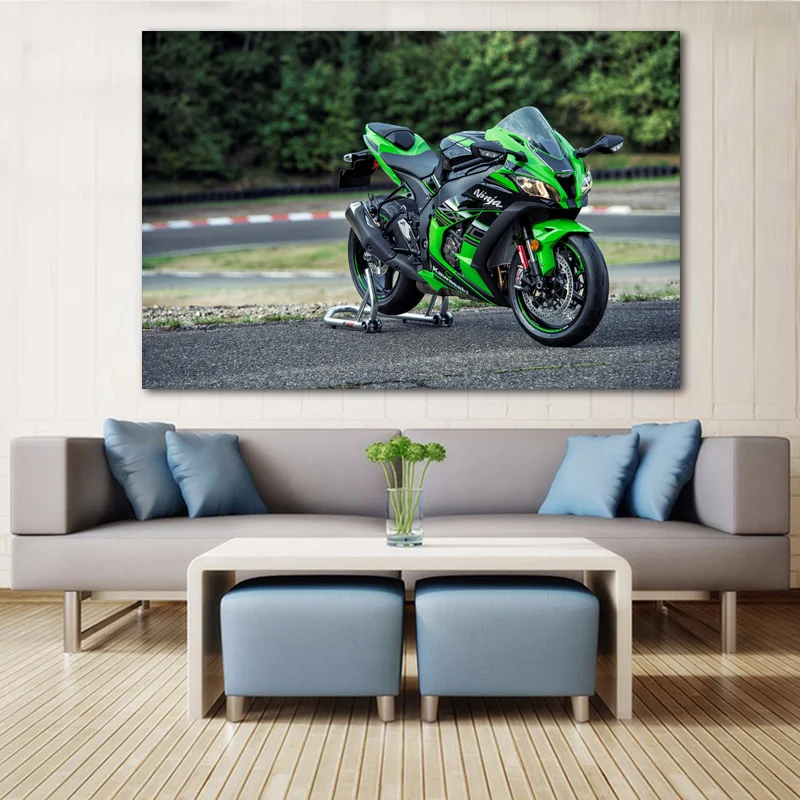 Superbike Kawasaki Ninja ZX 10R Wallpaper Canvas Print Posters