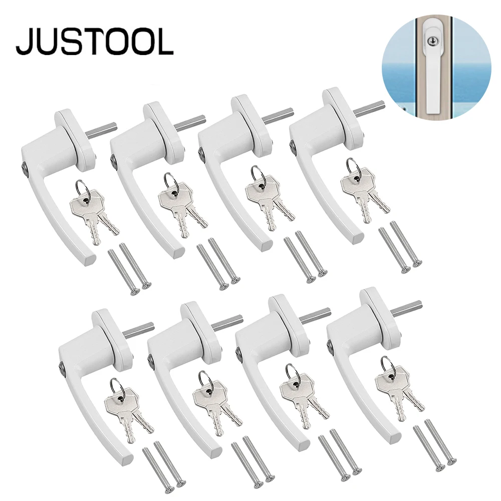 JUSTOOL 8PCS Windows Handle ล็อคอลูมิเนียมล็อคหน้าต่างจับคีย์ชุดสำหรับทั่วไป Windows และระเบียงประตู