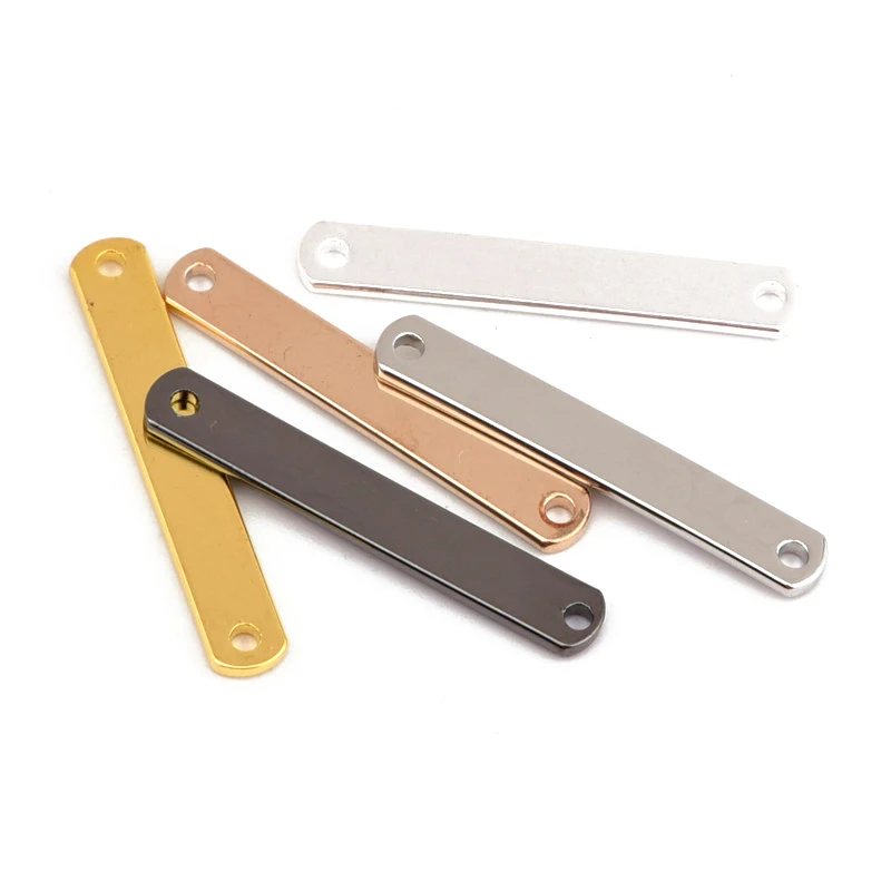 20 pieces 4 * 25mm 5-color copper smooth double-hole rounded rectangular copper piece necklace pendant jewelry accessories
