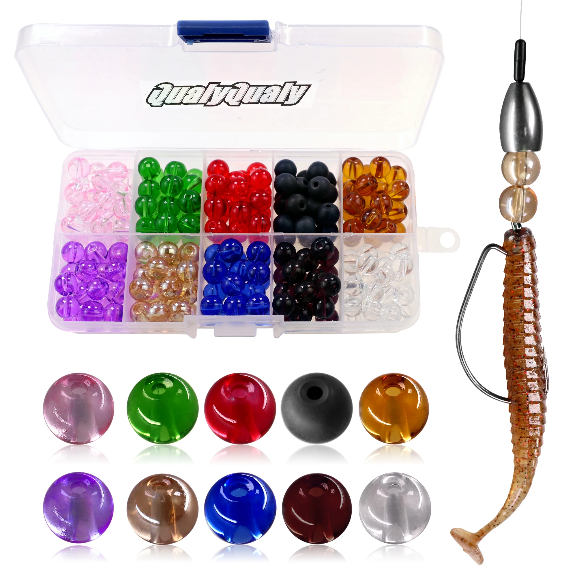 200pcs/500pcs Fishing Beads 6mm 8mm Mixed Color Carolina Rigs Taxes Rigs Fishing Beads DIY Kit Bass Fishing Tackle