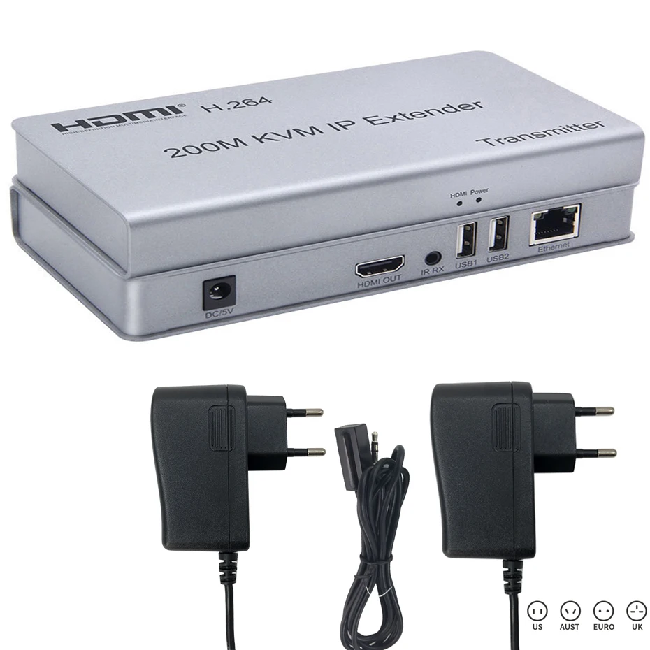 

HDMI KVM Extender 200M Over IP RJ45 Ethernet Cat5e Cat6 Cable Network KVM Extender HDMI Over UTP/STP Support USB Mouse Keyboard