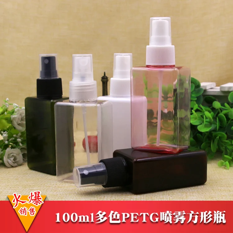 

300 pcs Square Bottle 100ml Spray Bottle Square Bottle Plastic Bottle Perfume Spray Sample Bottle Packing Bottle