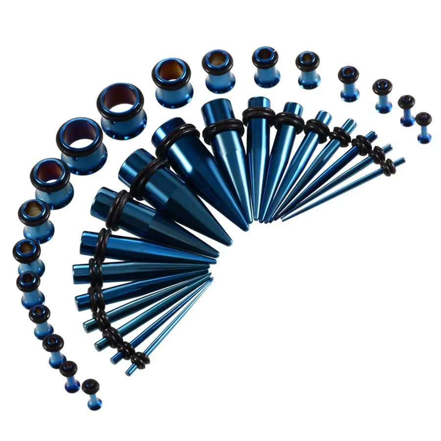 36pcs/lot Surgical Steel Ear Taper Expander Single Flared Ear Tunnel Plugs Kit 14G-00G Ear Stretcher Gauges Set Piercing Jewelry