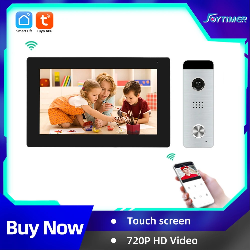 Joytimer Home Tuya Smart Video Intercom System 720P AHD Full Touch Screen Video Door Phone 130° Super Wide-Angle Camera