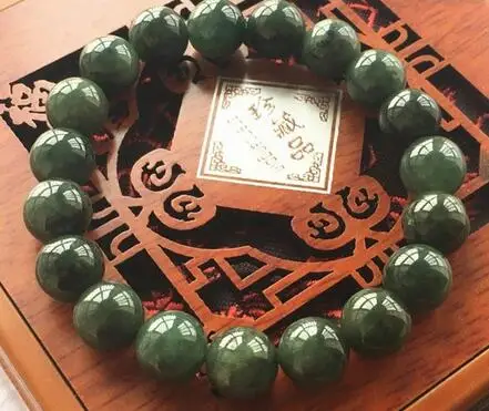 Free Shipping 10-12MM Certified Untreated Green Icy Jadeite Jade Bracelet Special offer 7.5 