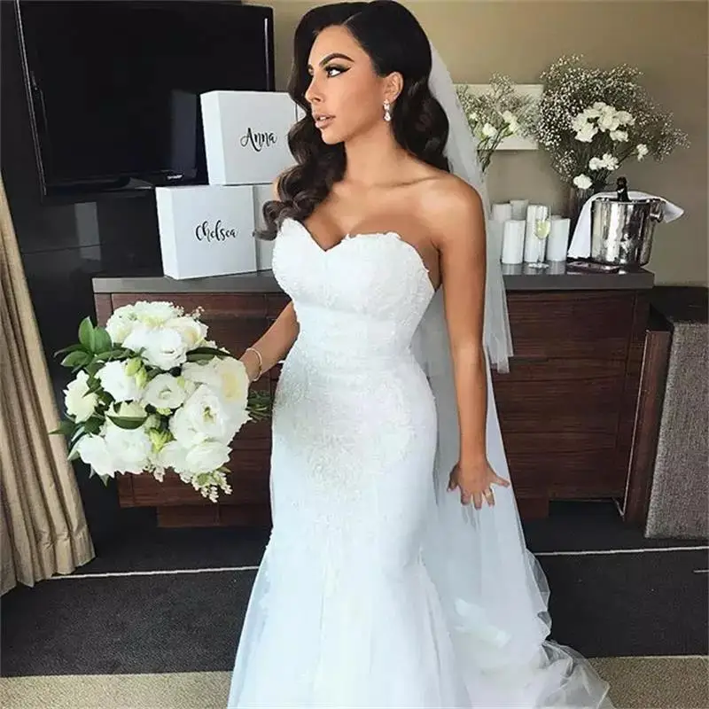 Vestido de noiva estilo sereia, vestidos brancos vintage para casamento, com corpete, para o ar livre, formal, 2021