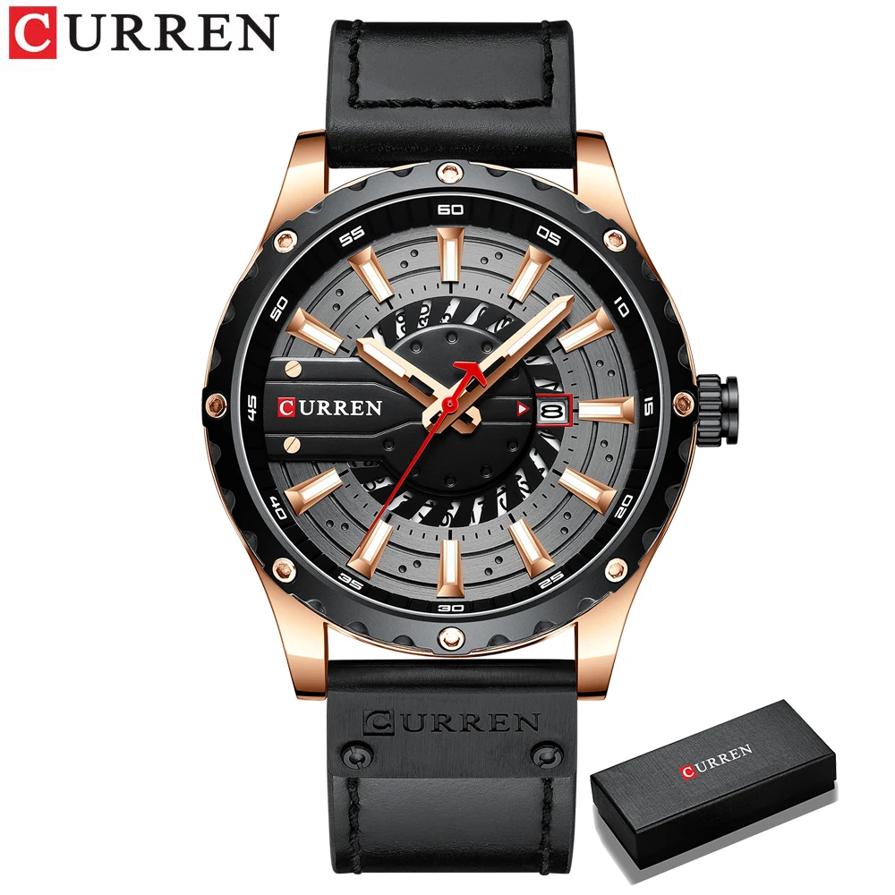 Curren Uhren Top Marke Mode Leder Armbanduhr lässig Quarz Herren uhr neue schicke leuchtende Zeiger Uhr 5