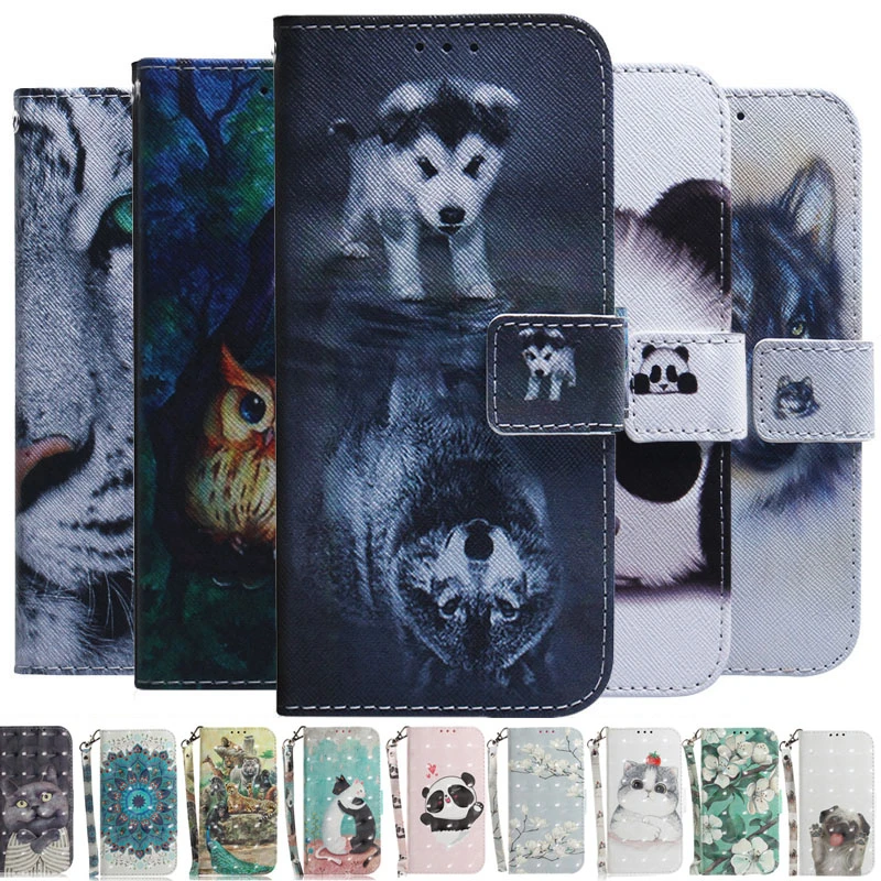 3D Animal Pattern Case For Xiaomi Redmi 9 9A 9C Panda Dog Cat tiger lion Painted Book Flip Leather Phone Cover Redmi9 Redmi9A