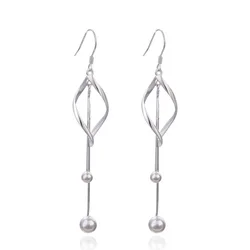 MADALENA SARARA High Polished Sterling Silver Earrings Flower Dangle Style S925 Women Earrings