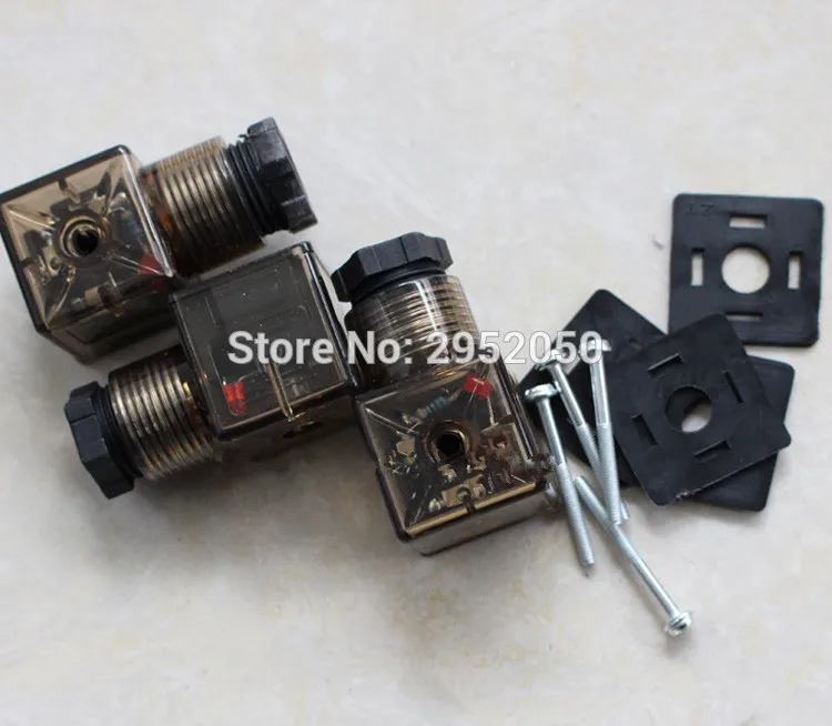 Free Shipping 50PCS DIN Connector Box With Screw And Gasket Solenoids Coil Connector DIN43650A Led Indicator for AC voltage