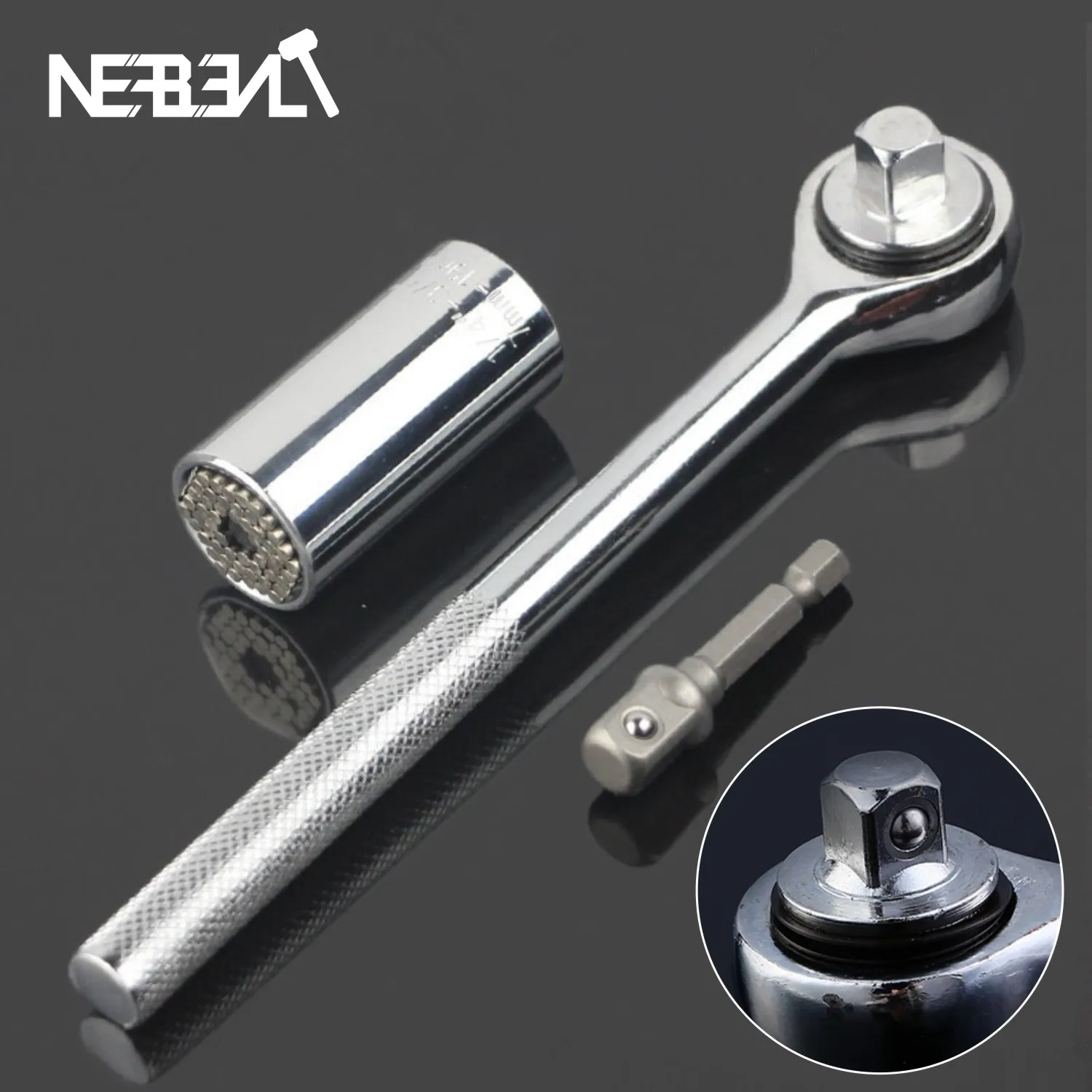 Hot Power Drill Ratchet Bushing Spanner Key Magic Multi Hand Tools 7-19mm Universal Torque Wrench Head Set Socket Sleeve