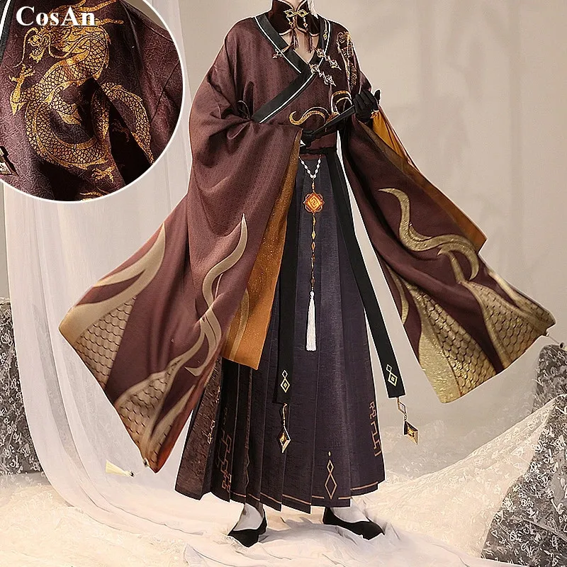 

New Game Genshin Impact Zhongli Cosplay Costume Handsome Retro Style Uniforms Full Set Male Activity Party Role Play Clothing